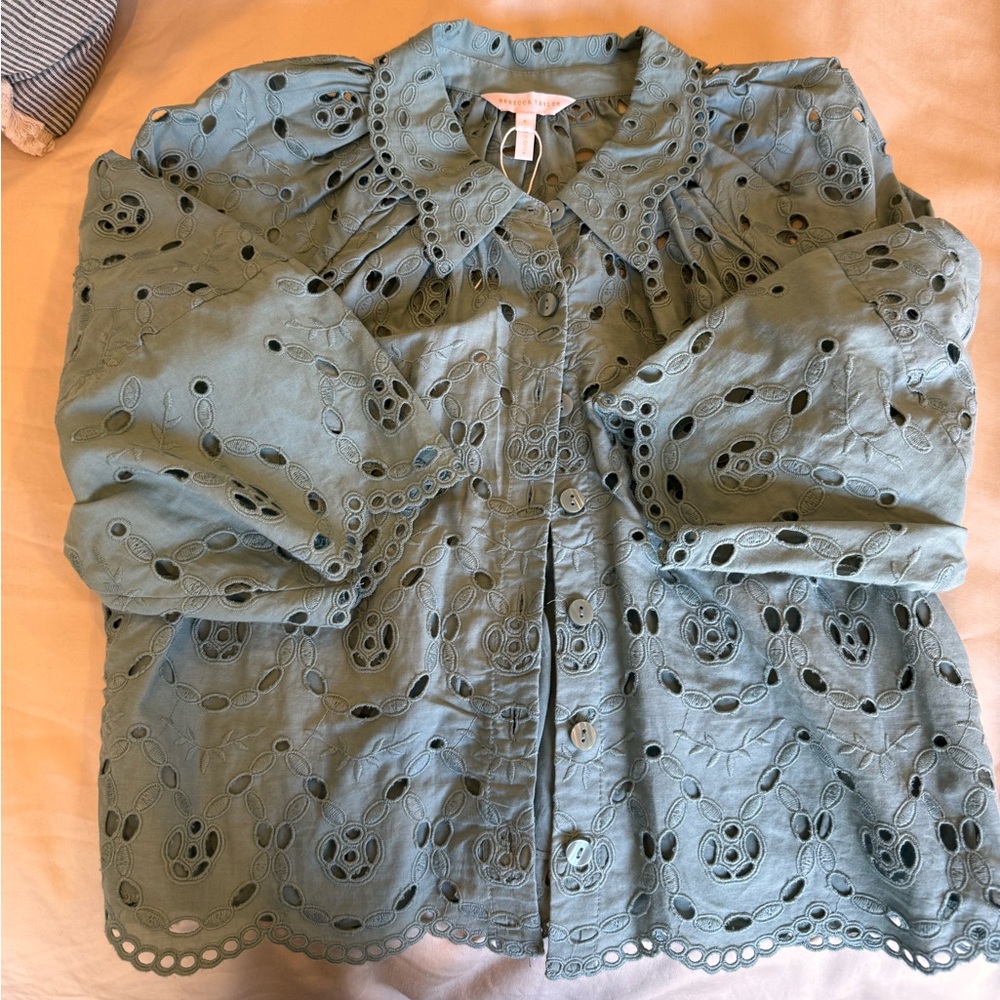 Rebecca Taylor eyelet crop top lined